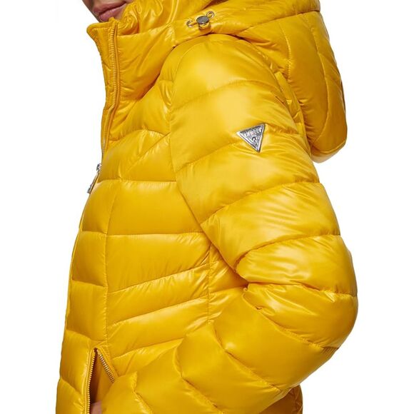 GUESS Women's Midweight Puffer Jacket Color: Neon Yellow Size